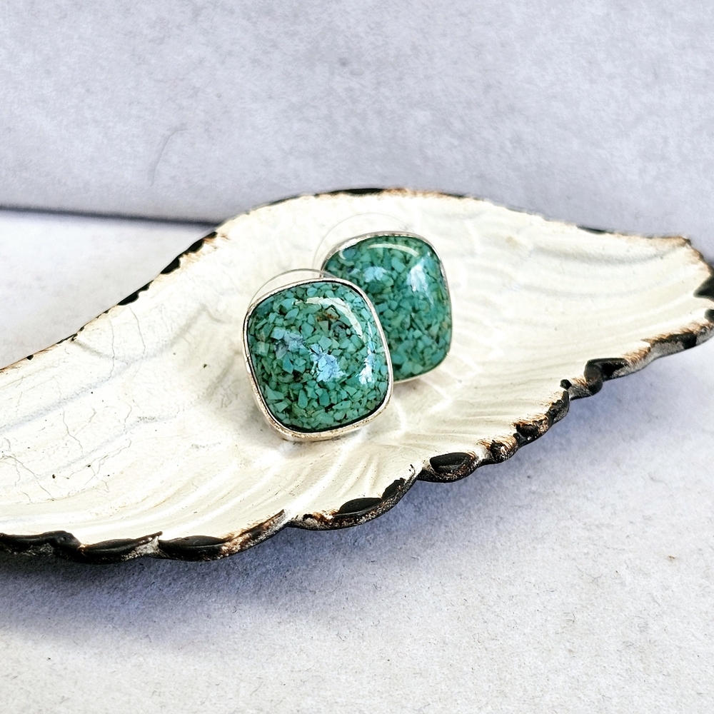 Silpada Crushed Turquoise 925 Earrings - Picture 3 of 12